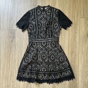 BB Dakota Black Fit and Flare Lace Mini Dress